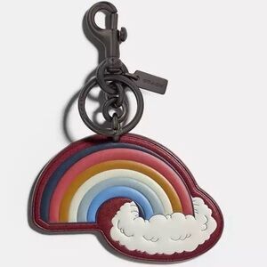 Coach Multicolor Rainbow/Cloud Leather Keychain NWOT